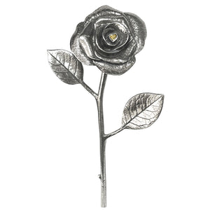Cadeau souvenir pour le 50e anniversaire de mariage d'or de 50 ans : une rose éternelle avec un cœur en cristal Swarovski.