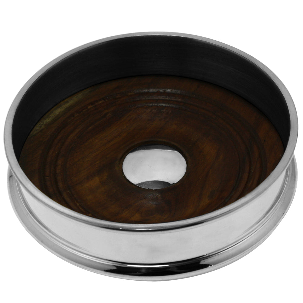 Luxury Pewter Champagne Bottle Coaster with Wooden Insert