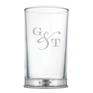 Highball-Gin-Glas "G &amp; T" mit Zinnsockel