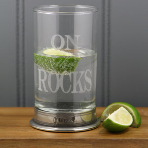 "On The Rocks" Highball Gin Glass con base in peltro