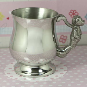 Teddy Bear Handle Pewter Christening Childs Cup