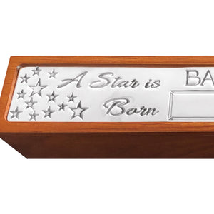 Porte-certificat de naissance pour bébé fille Boîte-cadeau en bois et étain