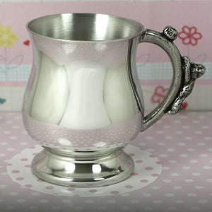 Teddy Bear Honey Pot Handle Pewter Christening Childs Cup
