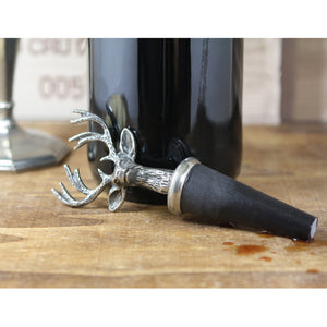 Stag Head Pewter Wine Bottle Stopper