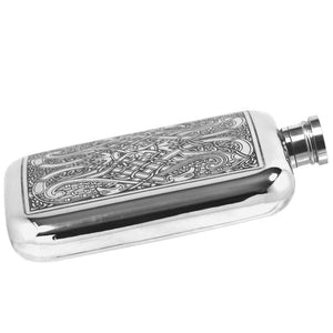 6oz Pewter Hip Flask with Intricate Celtic Knot Design