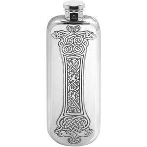 Flasque de poche de 3 oz en étain avec motif celtique complexe