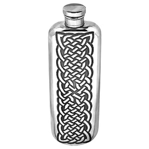 Flasque mince de 3 oz en étain avec motif complexe de nœud celtique