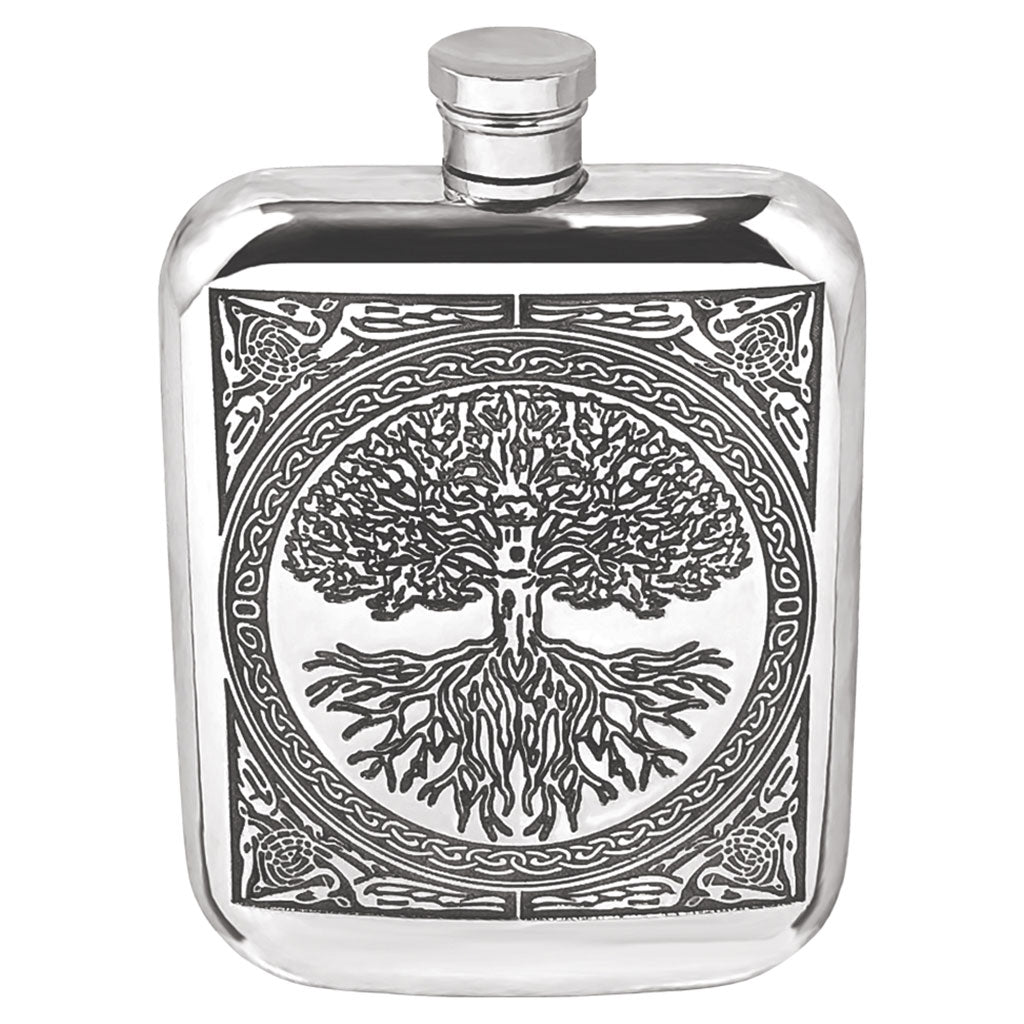 Pinder Brothers 6 Oz. English Pewter Flask – High Polished Finish, New In Box – Great For Engraving