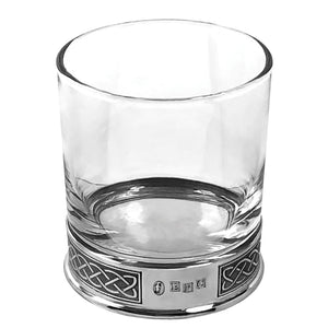 Bicchiere di vetro per whisky in peltro celtico da 11 once