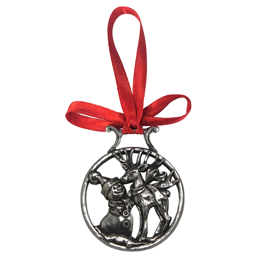 Pupazzo di neve e Rudolph Decorazioni in peltro per l&#39;albero di Natale