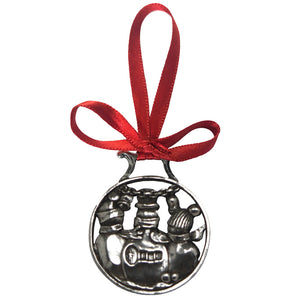 Snowman and Friends Christmas Tree Pewter Ornament Bauble Decoration
