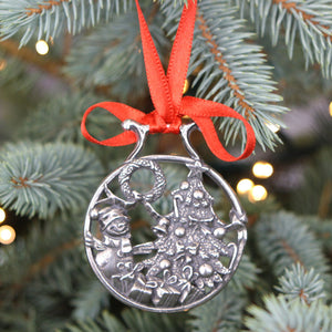 Snowman At The Tree Weihnachtsbaum Zinn Ornament Kugel Dekoration