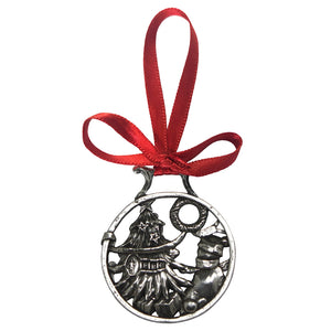 Snowman At The Tree Christmas Tree Pewter Ornament Bauble Decoration