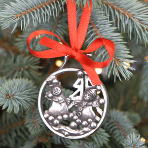 Snowman and Snowballs Christmas Tree Pewter Ornament Bauble Decoration
