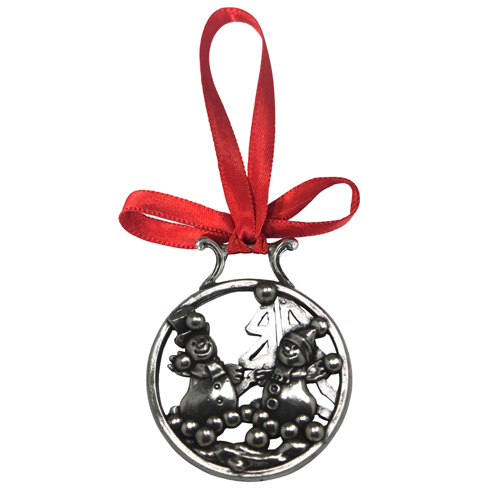 Pupazzo di neve e palle di neve Albero di Natale Ornamento in peltro Decorazione a ghiera