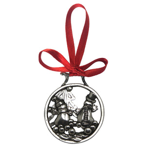 Snowman and Snowballs Christmas Tree Pewter Ornament Bauble Decoration