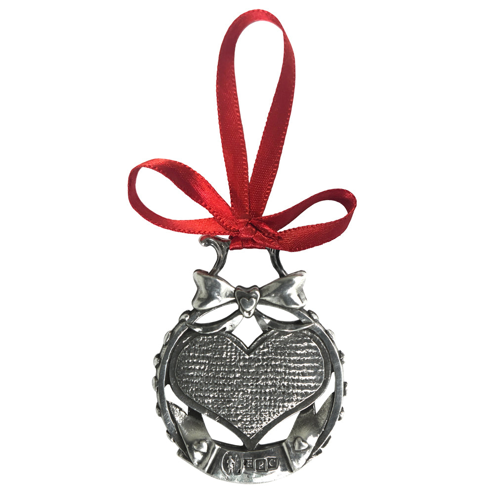 Il nostro primo albero di Natale, ornamento in peltro e decorazione con ghiera