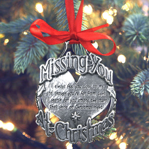 Missing You At Christmas Tree Pewter Ornament Bauble Decoration