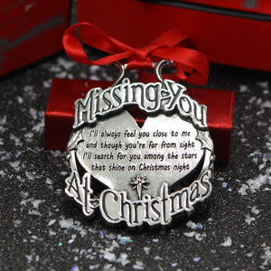 Missing You At Christmas Tree Pewter Ornament Bauble Décoration