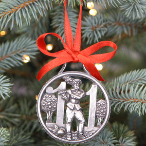 11th Day Of Christmas Tree Pewter Ornament Bauble Decoration