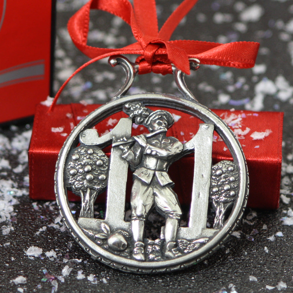 11 ° giorno di Natale Albero di peltro ornamento decorazione Bauble