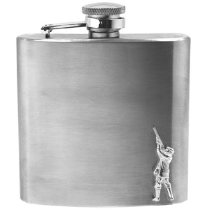 6oz Stainless Steel Hip Flask With Pewter Shooting Emblem