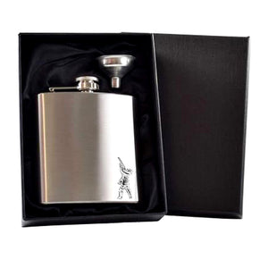6oz Stainless Steel Hip Flask With Pewter Shooting Emblem