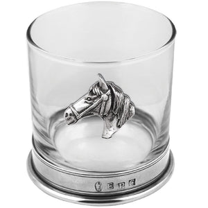 Gobelet à whisky en verre étain tête de cheval 11oz