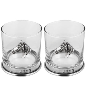 11oz Pferdekopf Zinn Whisky Glas Becher Set von 2