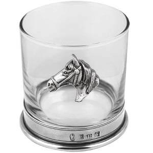 11oz Horse Head Pewter Whisky Glass Tumbler Set of 2