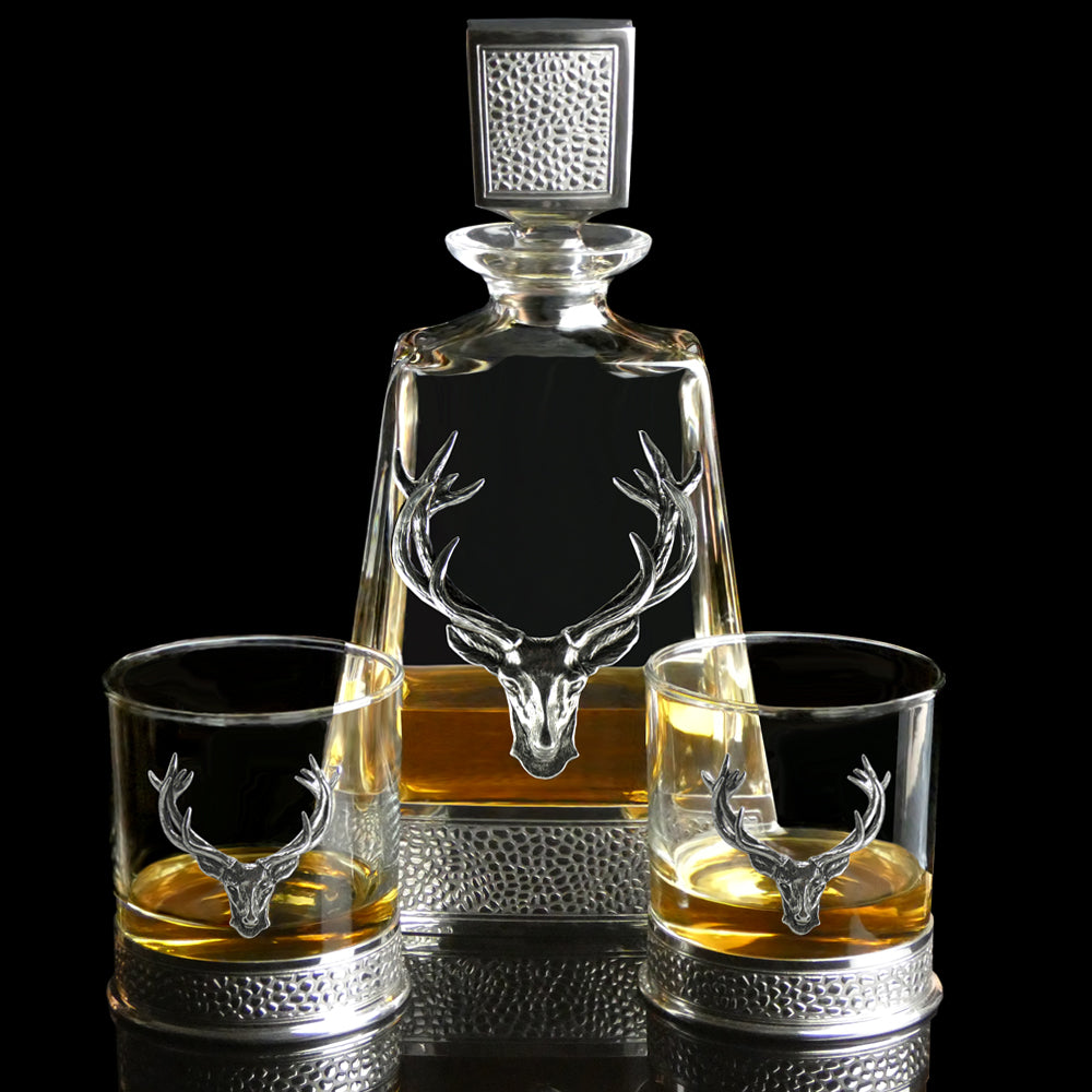 LUXURY PEWTER WINE & WHISKY CRYSTAL DECANTERS - UK-englishpewter