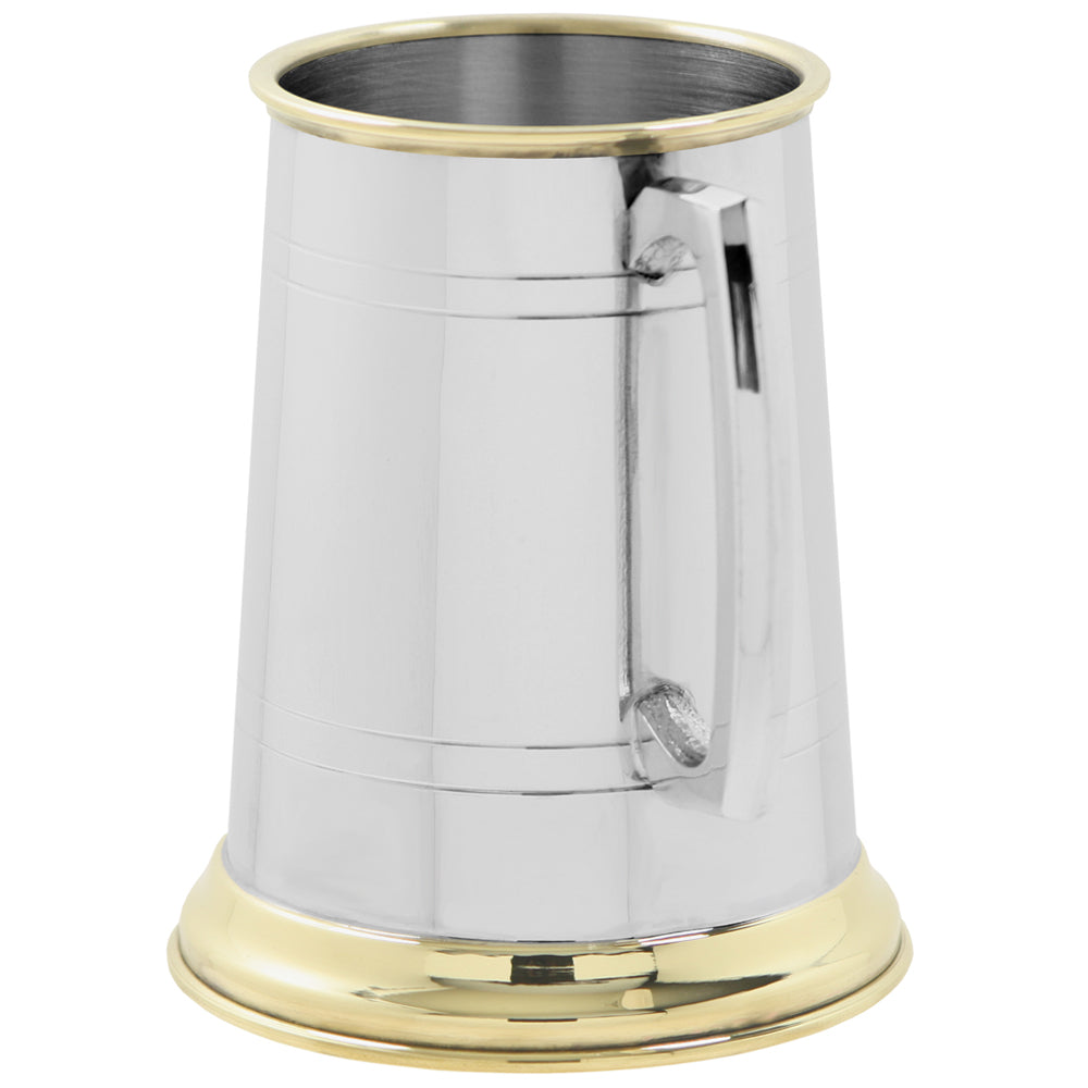 1 Pint* Pewter and Brass Traditional Beer Mug Tankard