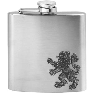 Flasque de poche 6oz en acier inoxydable avec emblème de lion rampant écossais en étain