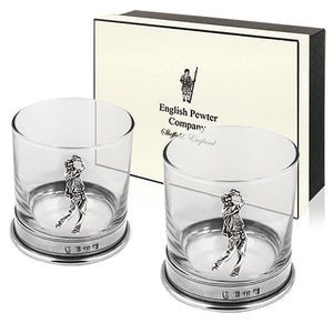 11oz Golf Pewter Whisky Glass Tumbler Set of 2