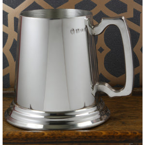 1 Pint Heavy Style Pewter Beer Mug Tankard with Classic Handle