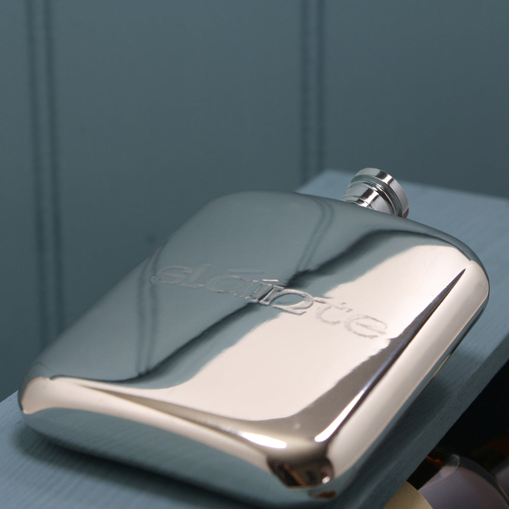6oz Slainte Irish Pewter Hip Flask