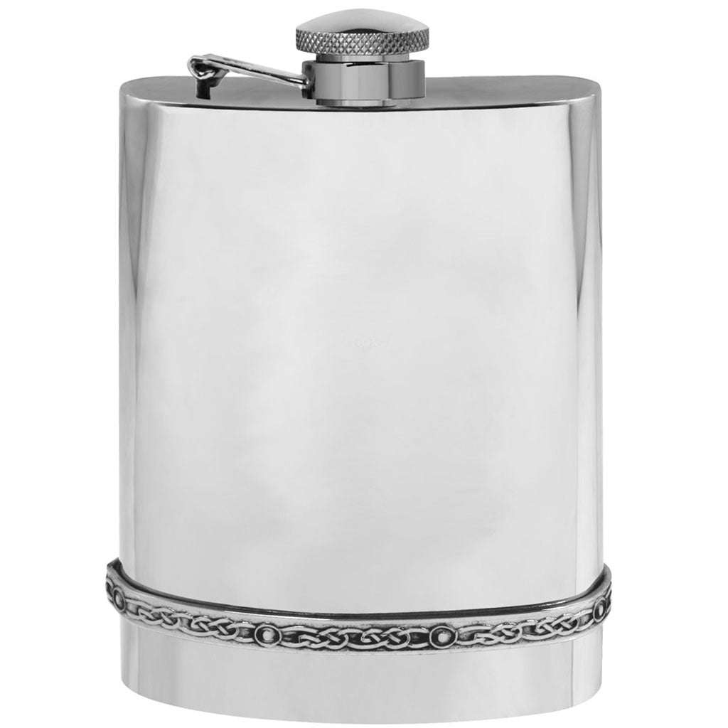 6oz Stainless Steel Hip Flask With Pewter Fishing Trout Emblem