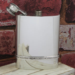 8oz Plain Pewter Hip Flask With Hinged Captive Top