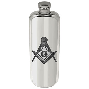 3oz Slimline Pewter Hip Flask with Masonic Design