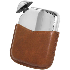 Novus Pewter Hip Flask with Genuine Leather Pouch