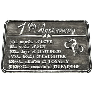 1° Anniversario sentimentale in metallo Portafoglio o borsa Keepsake Card Gift - Set regalo carino da Marito Moglie Fidanzato Fidanzata Partner