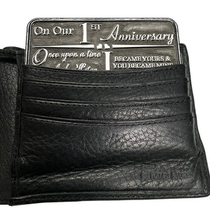 1. Jahrestag Sentimental Metall Brieftasche oder Geldbörse Keepsake Karte Geschenk - Nettes Geschenk-Set von Ehemann Ehefrau Freund Freundin Partner