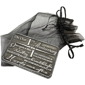 1° Anniversario sentimentale in metallo Portafoglio o borsa Keepsake Card Gift - Set regalo carino da Marito Moglie Fidanzato Fidanzata Partner