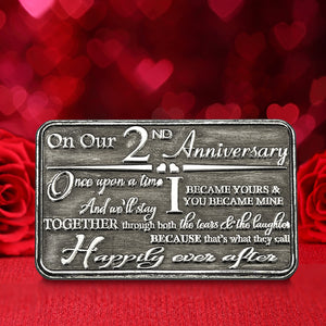2 ° Anniversario sentimentale in metallo portafoglio o borsa Keepsake carta regalo - Carino regalo impostato da marito moglie fidanzato fidanzata partner