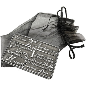 2nd Anniversary Sentimental Metal Wallet or Purse Keepsake Card Gift - Cute Gift Set From Husband Wife Boyfriend Girlfriend Partner
