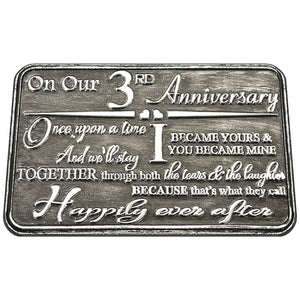 Portefeuille ou porte-monnaie en métal pour cartes de vœux du 3e anniversaire - Cadeau mignon du mari, de l'épouse, du petit ami, de la petite amie et du partenaire