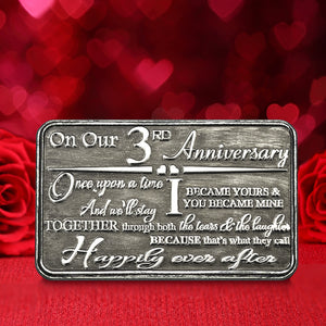 3° Terzo Anniversario sentimentale in metallo Portafoglio o borsa Keepsake Card Gift - Set regalo carino da Marito Moglie Fidanzato Fidanzata Partner