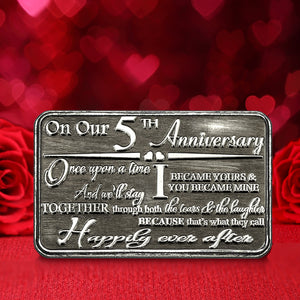 5ème Cinquième Anniversaire Portefeuille ou porte-monnaie métallique Sentimental Keepsake Card Gift - Cute Gift Set From Husband Wife Boyfriend Girlfriend Partner