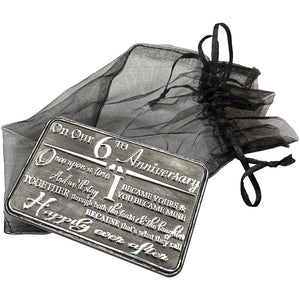 6. sechsten Jahrestag Sentimental Metall Brieftasche oder Geldbörse Keepsake Karte Geschenk - Nettes Geschenk-Set von Ehemann Frau Freund Freundin Partner