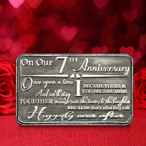 7° Settimo Anniversario Portafoglio sentimentale in metallo o borsetta Keepsake Card Gift - Set regalo carino da marito moglie fidanzato fidanzata partner